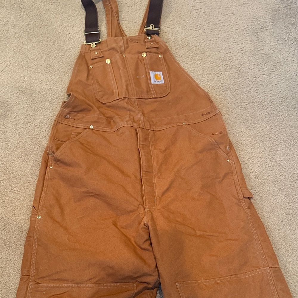 Carhartt Tan insulated overalls 38x34